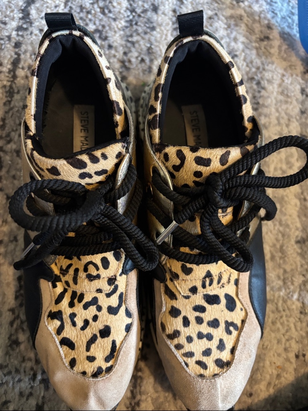 Steve Madden Leopard-Print Chunky Sneakers in Black, Tan & Gold